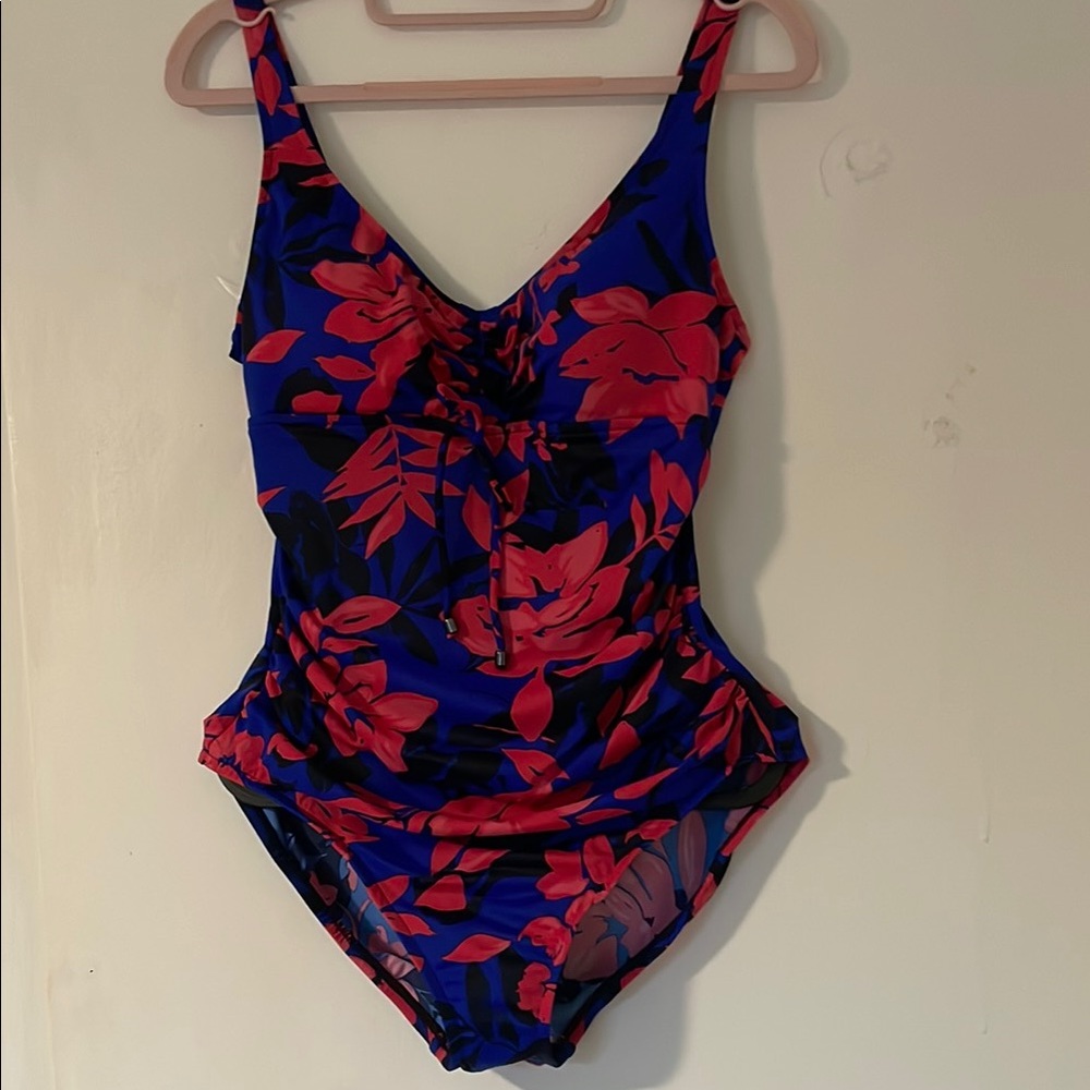 Floral Blue and Pink Swimsuit
